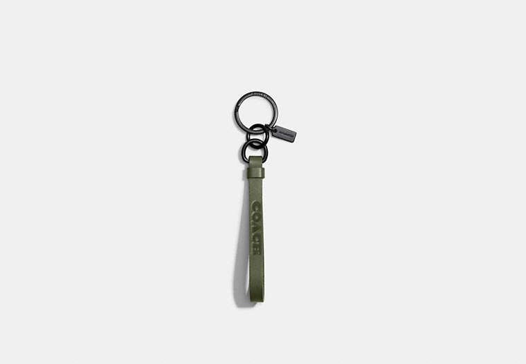 COACH®,LOOP KEY FOB,Refined Calf Leather,Mini,Army Green/Olive Green,Front View