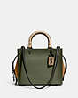 COACH®,ROGUE 25 IN COLORBLOCK WITH SNAKESKIN DETAIL,Snakeskin Leather,Medium,Pewter/Army Green Multi,Front View