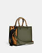 COACH®,ROGUE 25 IN COLORBLOCK WITH SNAKESKIN DETAIL,Snakeskin Leather,Medium,Pewter/Army Green Multi,Angle View