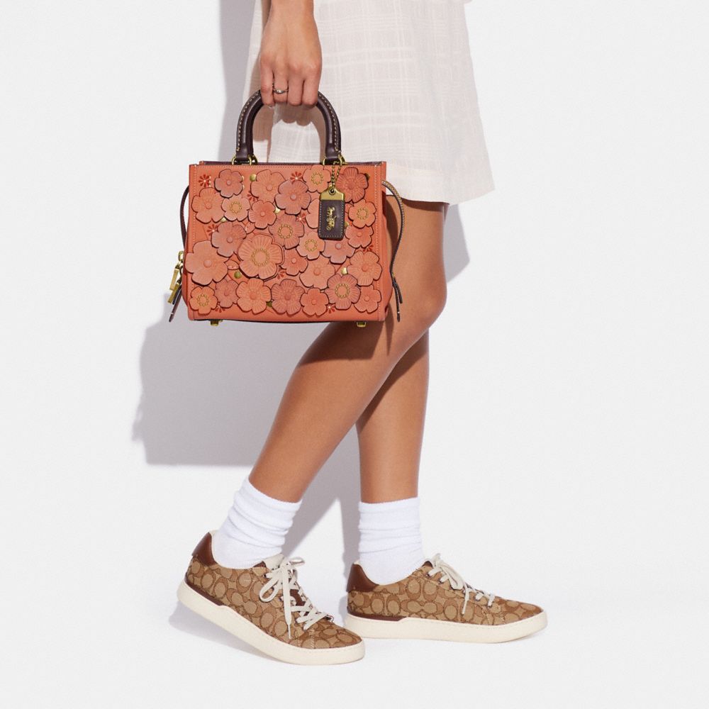 Coach Rogue 25 In Colorblock With Tea Rose And Snakeskin Detail