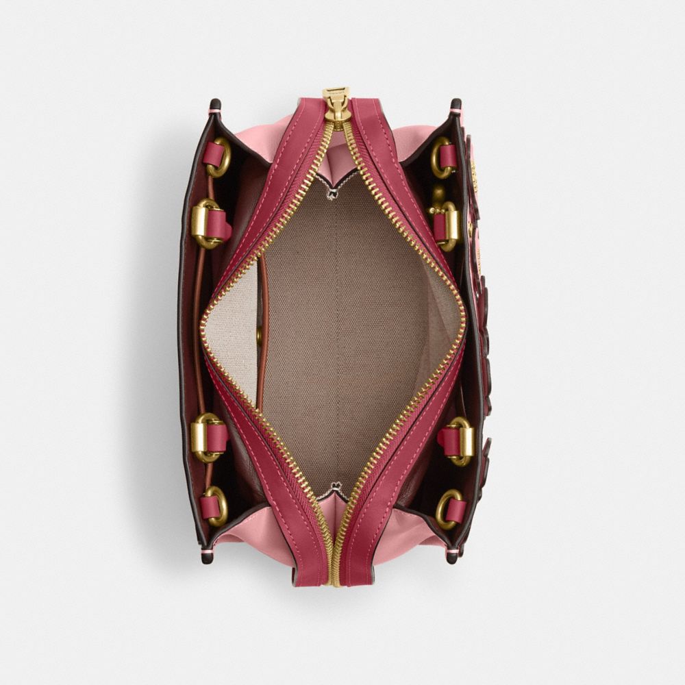COACH®,ROGUE BAG 25 IN COLORBLOCK WITH TEA ROSE,Glovetan Leather,Medium,Brass/Bubblegum Multi,Inside View,Top View