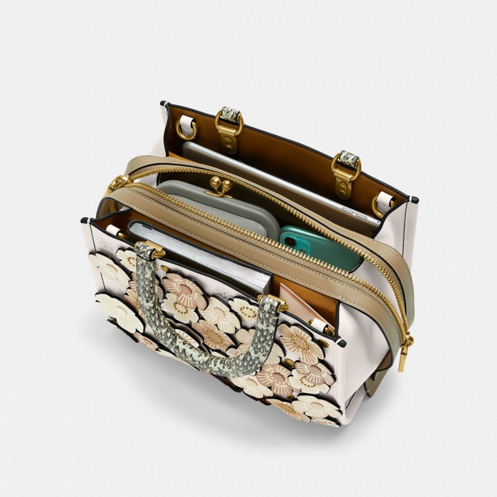COACH®,Rogue Bag 25 In Colorblock With Tea Rose And Snakeskin Detail,,Inside View, Top View