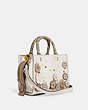 COACH®,ROGUE 25 IN COLORBLOCK WITH TEA ROSE AND SNAKESKIN DETAIL,Glovetanned Leather,Medium,Brass/Chalk Multi,Angle View