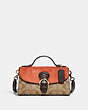 COACH®,KLEO TOP HANDLE IN SIGNATURE CANVAS,Signature Coated Canvas,Large,Gold/Khaki Multi,Front View