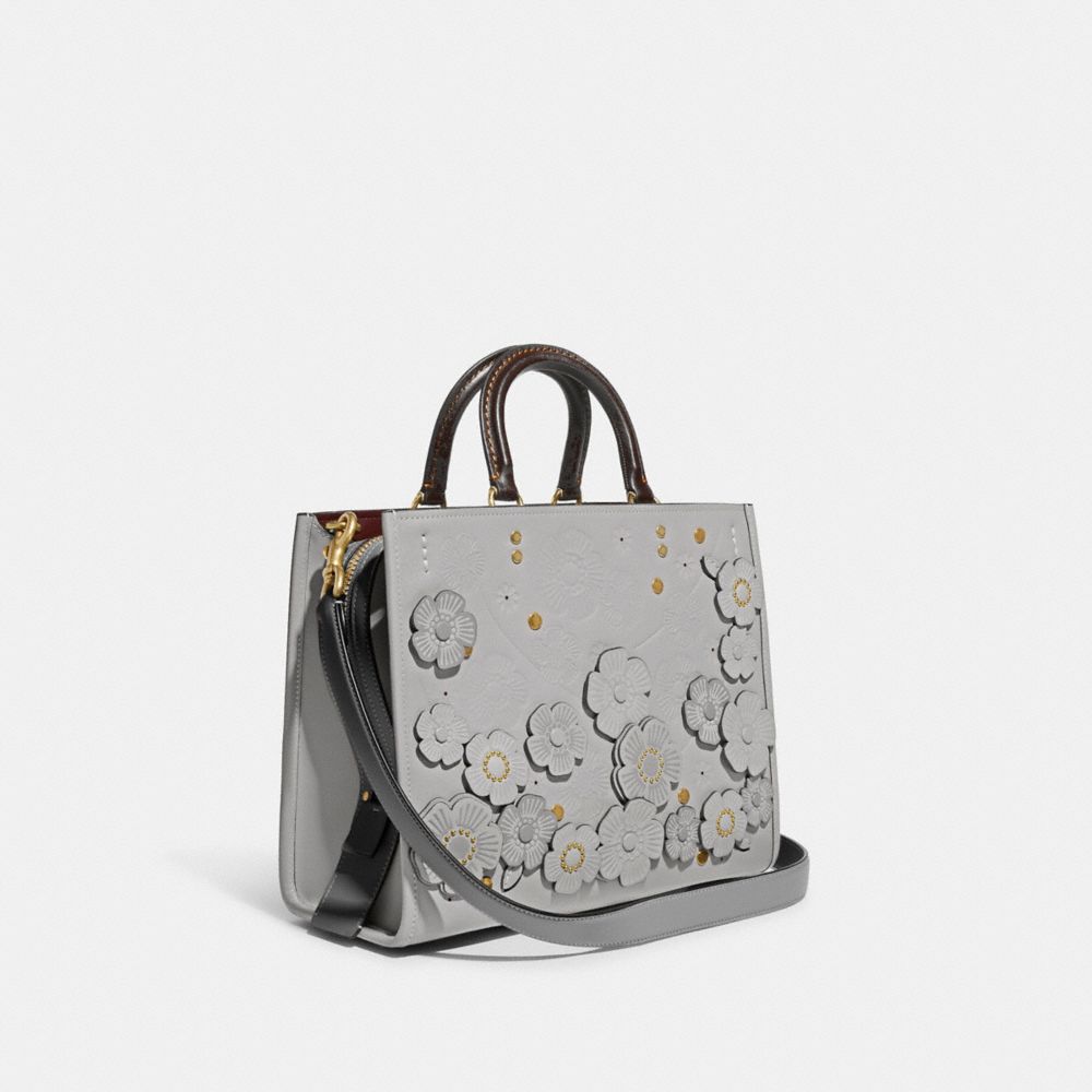 COACH®,Rogue Bag In Colorblock With Tea Rose Applique,,Angle View