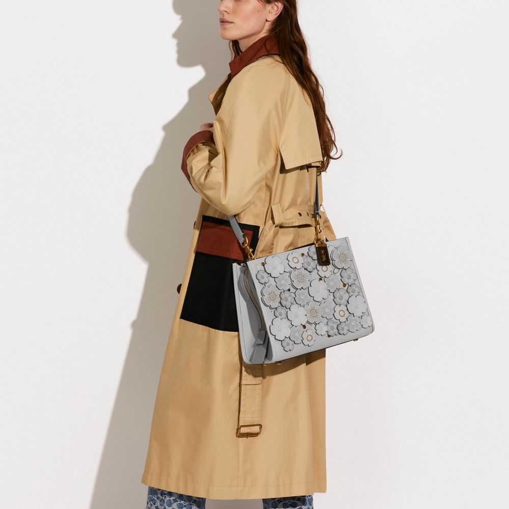 COACH®,Rogue Bag In Colorblock With Tea Rose Applique,,Detail View