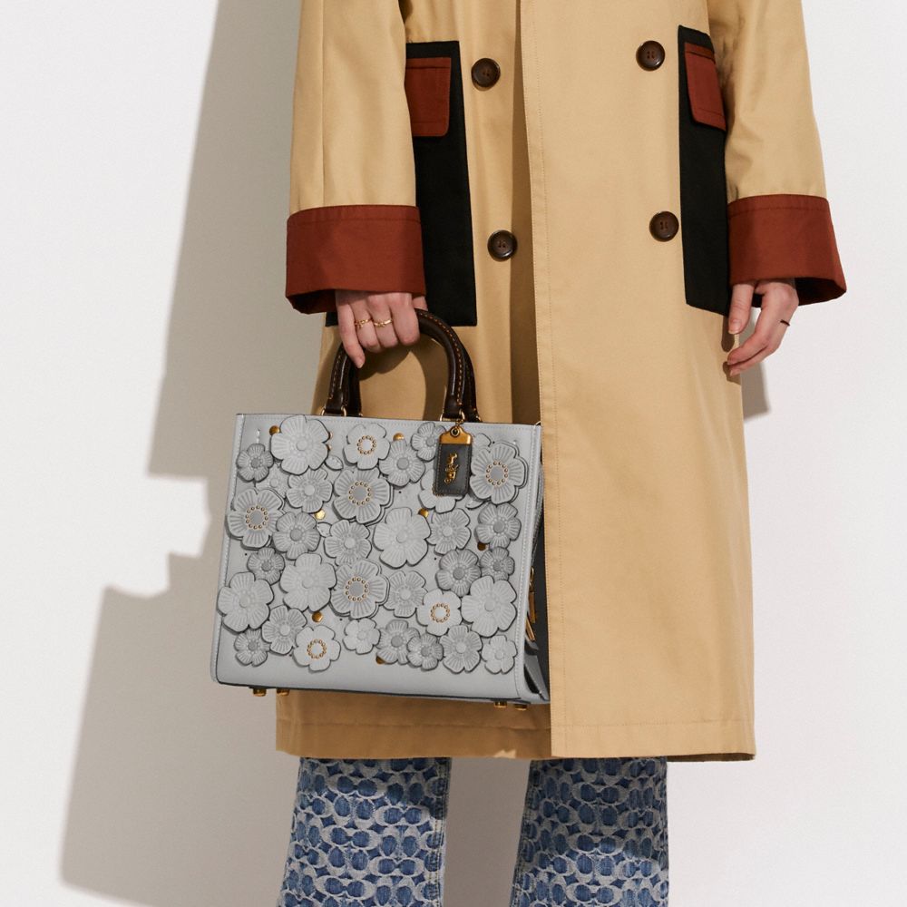 COACH®,Rogue Bag In Colorblock With Tea Rose Applique,,Detail View