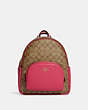 COACH®,COURT BACKPACK IN SIGNATURE CANVAS,Gold/Khaki/Bold Pink,Front View