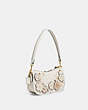 COACH®,SWINGER BAG 20 WITH TEA ROSE APPLIQUE,Glovetanned Leather,Small,Brass/Chalk Multi,Angle View