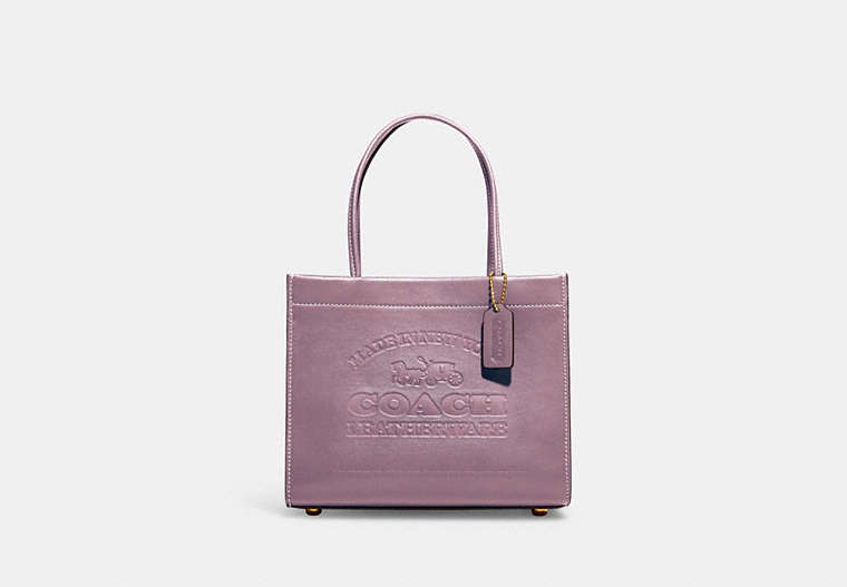 COACH®,CASHIN CARRY TOTE 22,Smooth Leather,Small,Brass/Ice Purple,Front View