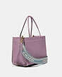 COACH®,CASHIN CARRY TOTE 22,Smooth Leather,Small,Brass/Ice Purple,Angle View