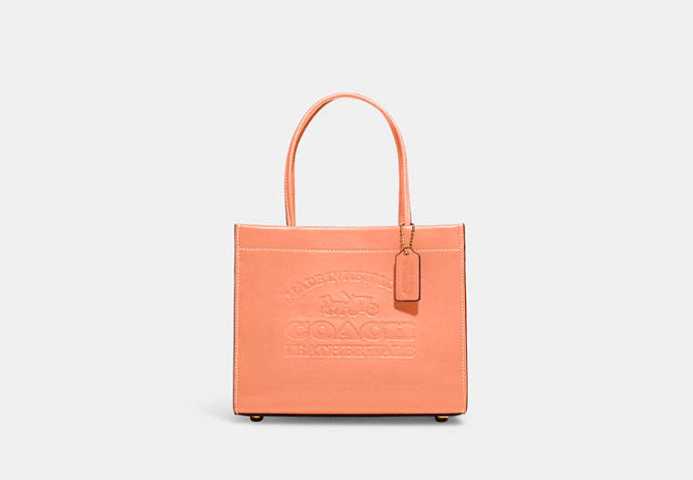 COACH®,CASHIN CARRY TOTE 22,Glovetanned Leather,Small,Brass/Light Coral,Front View