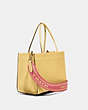 COACH®,CASHIN CARRY TOTE 22,Smooth Leather,Small,Brass/Vanilla,Angle View