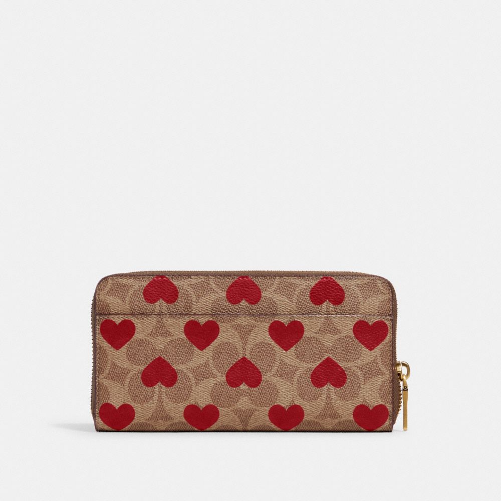 Accordion Zip Wallet In Signature Canvas With Heart Print