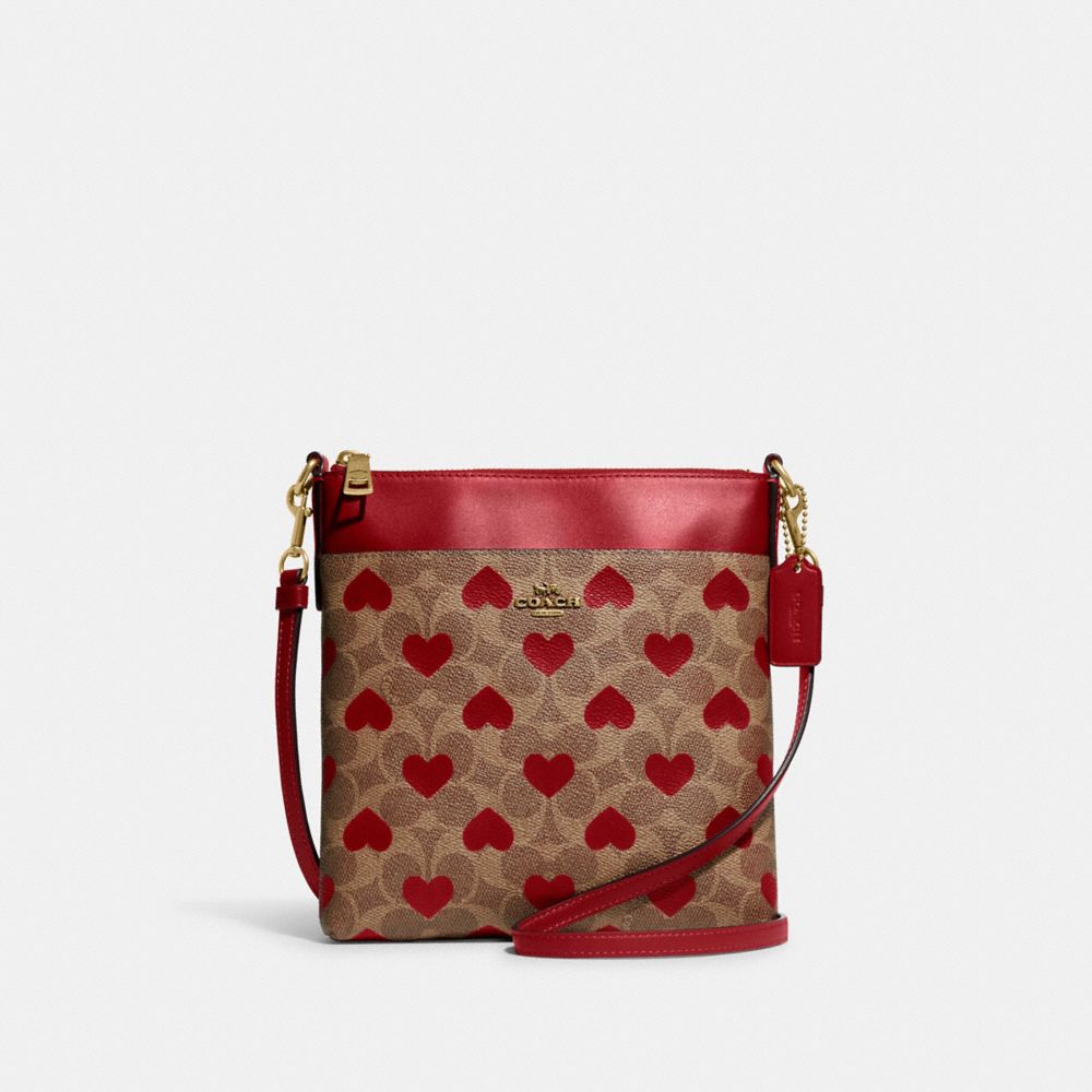 Coach Beige Cherry Print Signature Coated Canvas and Leather Heart