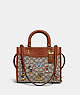 COACH®,DISNEY X COACH ROGUE BAG 25 IN SIGNATURE TEXTILE JACQUARD WITH MICKEY MOUSE AND FRIENDS EMBROIDERY,Signat...,Brass/Cocoa Burnished Amber Multi,Front View