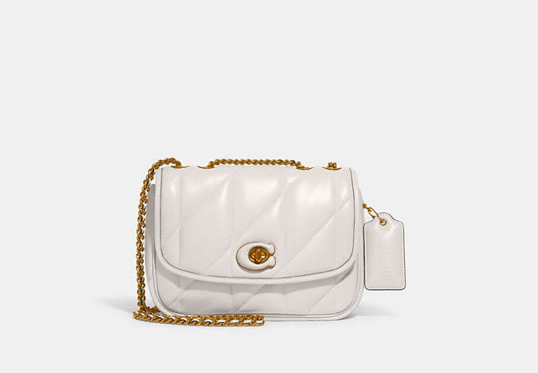 COACH®,PILLOW MADISON SHOULDER BAG WITH QUILTING,Nappa leather,Brass/Chalk,Front View