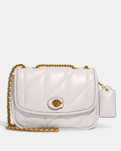 COACH®,PILLOW MADISON SHOULDER BAG WITH QUILTING,Nappa leather,Brass/Chalk,Front View