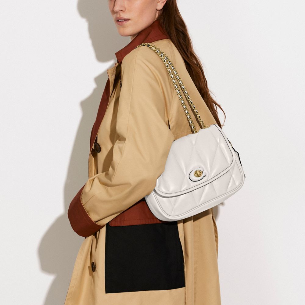 COACH®,Pillow Madison Shoulder Bag With Quilting,Leather,Shoulder Bag,Chain Detail,Logo,Shoulder Guard,Day Party,,Detail View
