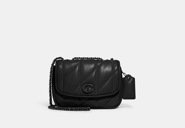 COACH®,PILLOW MADISON SHOULDER BAG WITH QUILTING,Nappa leather,Medium,Pewter/Black,Front View