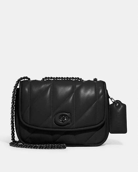 COACH®,PILLOW MADISON SHOULDER BAG WITH QUILTING,Nappa leather,Pewter/Black,Front View