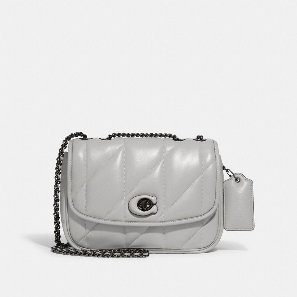 COACH®,PILLOW MADISON SHOULDER BAG WITH QUILTING,Nappa leather,Medium,Pewter/Dove Grey,Front View