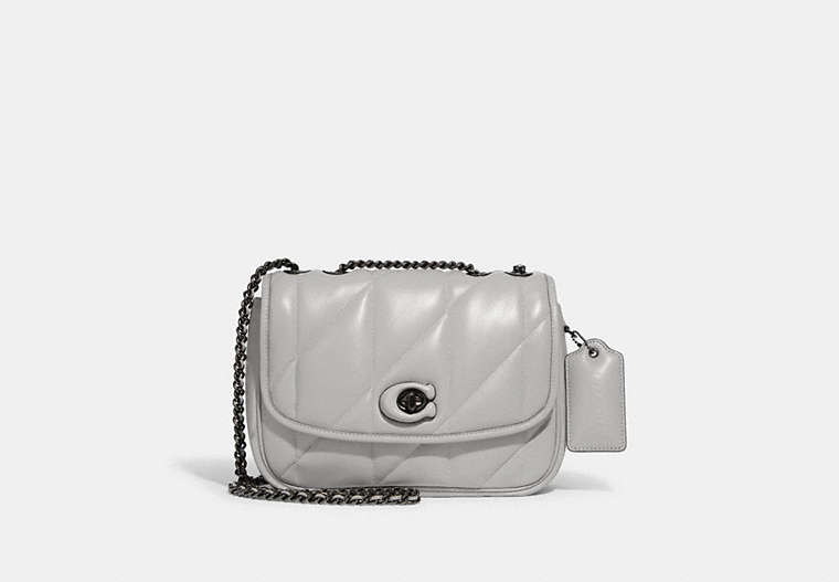 COACH®,PILLOW MADISON SHOULDER BAG WITH QUILTING,Nappa leather,Medium,Pewter/Dove Grey,Front View
