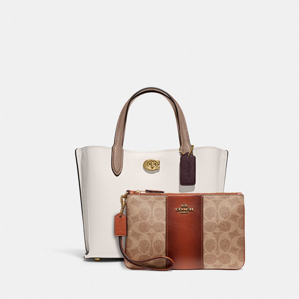 COACH®,Willow Tote 24 In Colorblock & Small Wristlet In Colorblock Signature Canvas,
