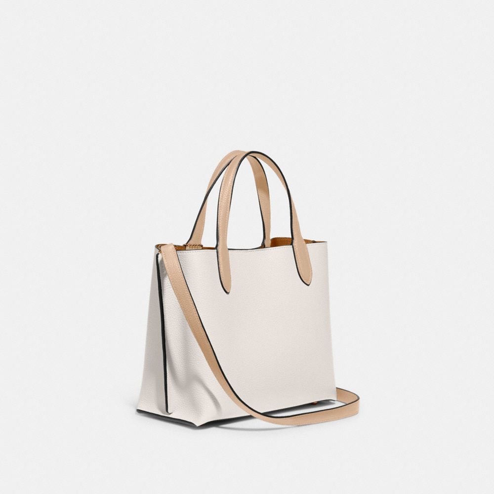 COACH®,WILLOW TOTE BAG 24 IN COLORBLOCK,Refined Pebble Leather,Medium,Brass/Chalk Multi,Angle View