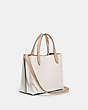 COACH®,WILLOW TOTE 24 IN COLORBLOCK,Polished Pebble Leather,Medium,Brass/Chalk Multi,Angle View