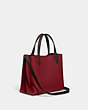 COACH®,WILLOW TOTE BAG 24 IN COLORBLOCK,Polished Pebble Leather,Medium,Brass/Cherry,Angle View
