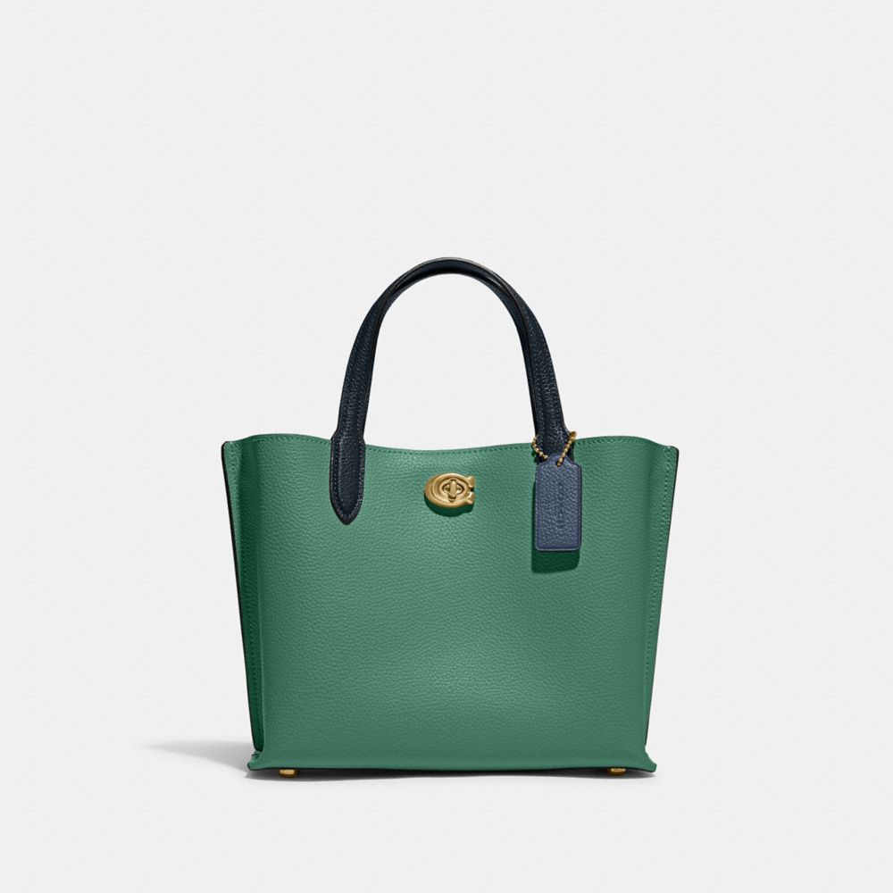 COACH®,Willow Tote Bag 24 In Colorblock,Leather,Tote,Metal,Logo,Casual,,Front View