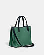 COACH®,WILLOW TOTE 24 IN COLORBLOCK,Polished Pebble Leather,Medium,Brass/Bright Green Multi,Angle View