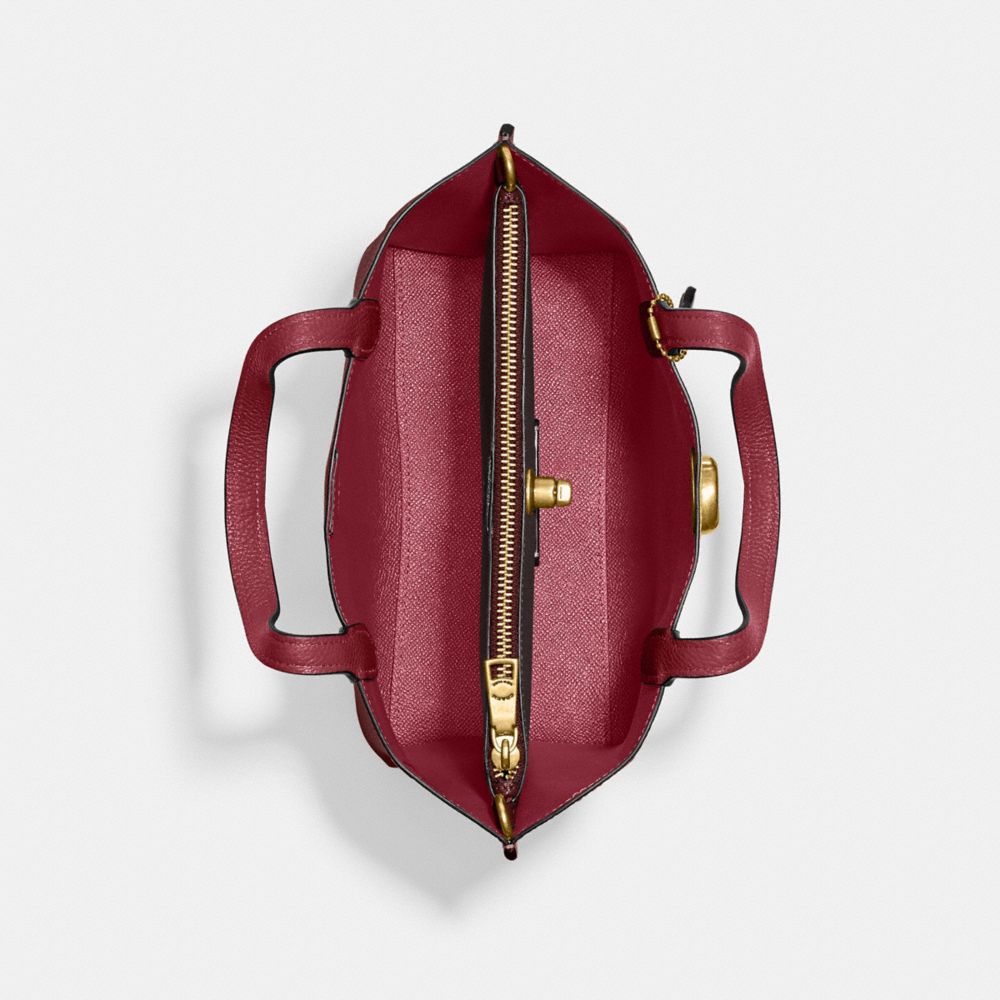 COACH®,Willow Tote Bag 24 In Colorblock,Leather,Tote,Metal,Logo,Casual,Maroon,Inside View,Top View