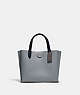 COACH®,WILLOW TOTE 24 IN COLORBLOCK,Polished Pebble Leather,Medium,Silver/Grey Blue Multi,Front View