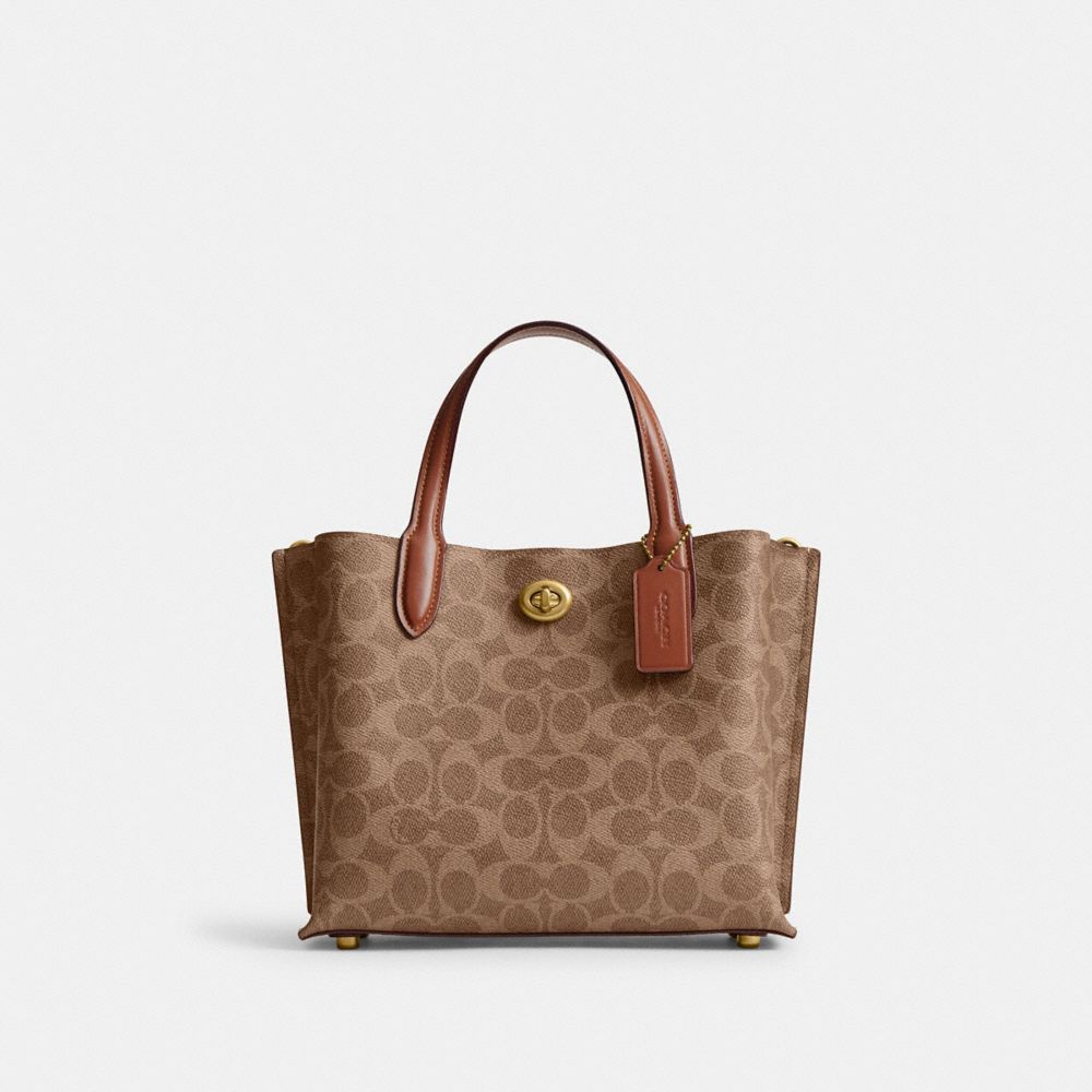 COACH®,Willow Tote Bag 24 In Signature Canvas,Calf Hair,Leather,Tote,No Embellishment,Casual,,Front View