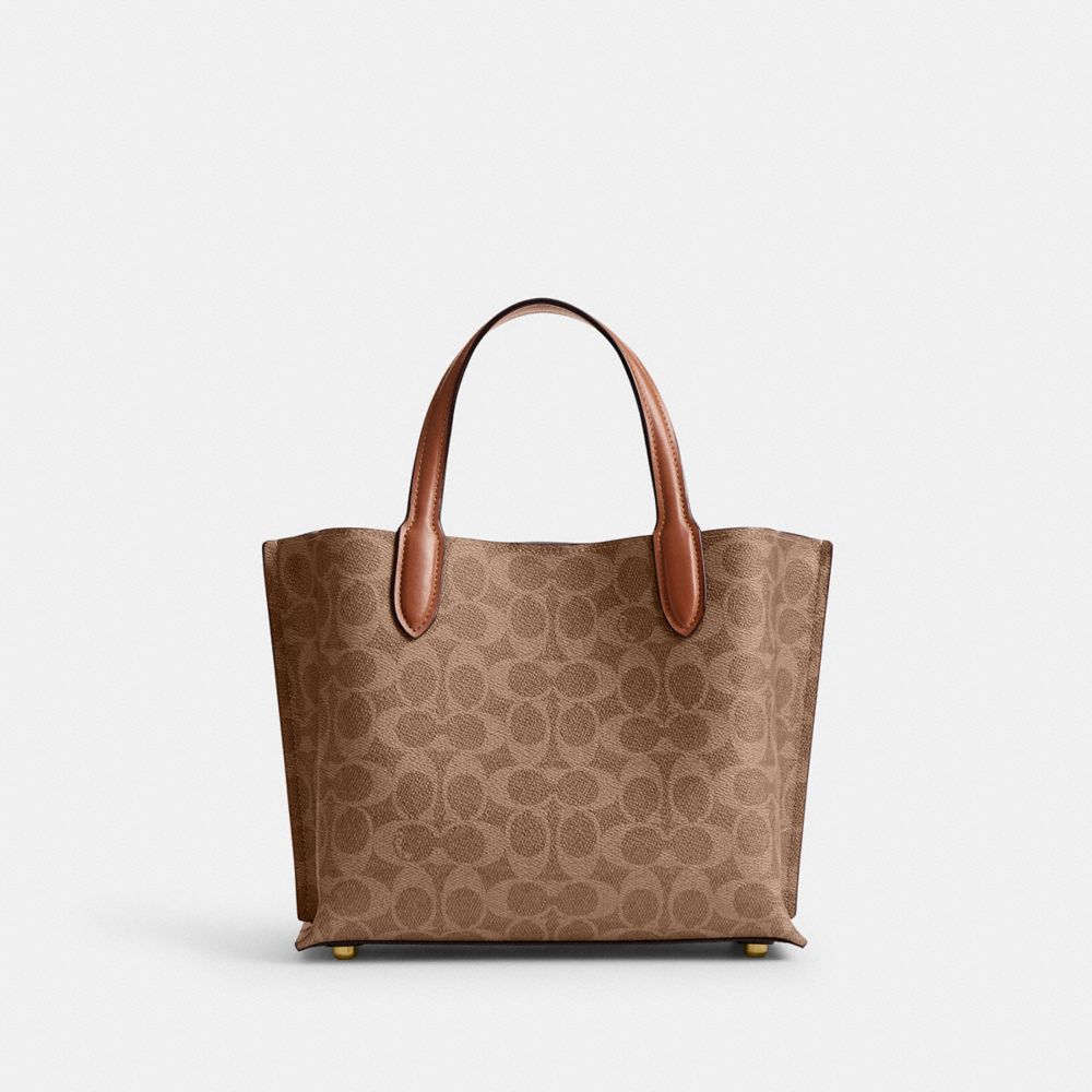 COACH®,Willow Tote Bag 24 In Signature Canvas,Calf Hair,Leather,Tote,No Embellishment,Casual,,Back View