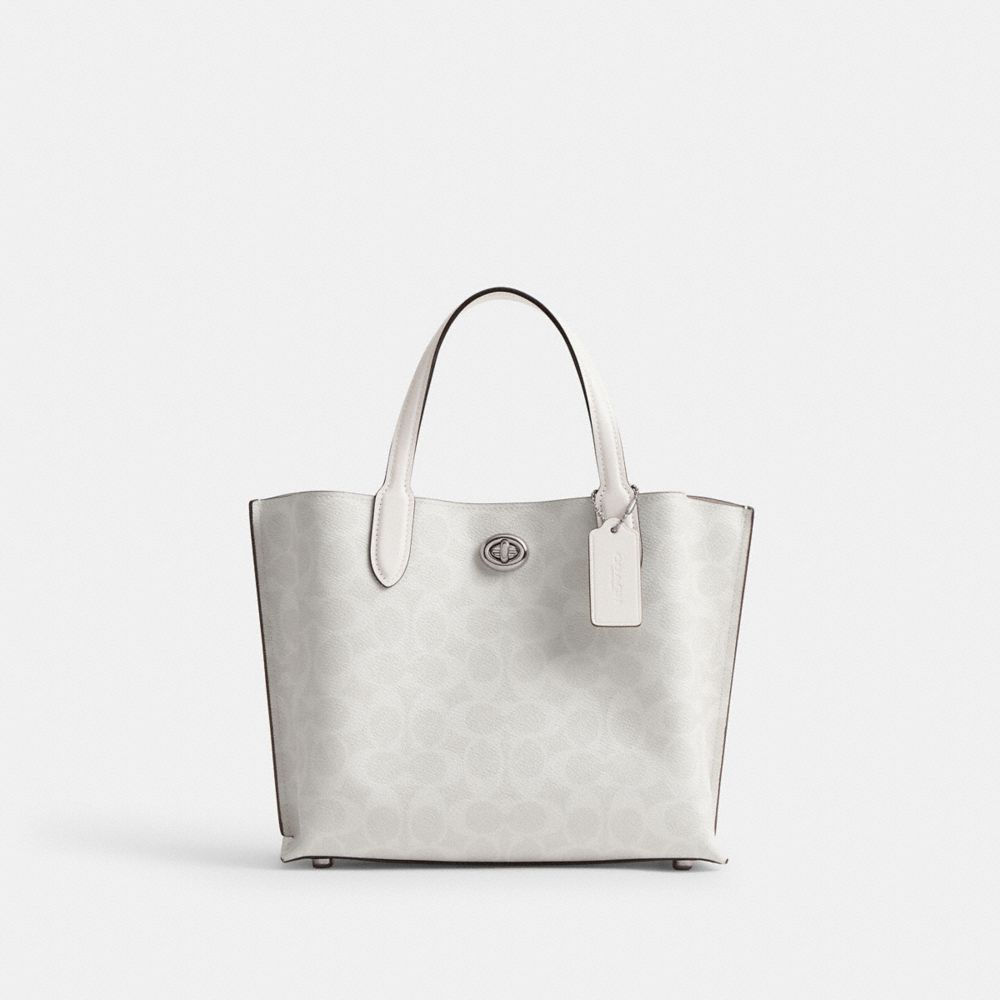 COACH®,ウィロウ トート バッグ 24・シグネチャー キャンバス,トートバッグ,ﾎﾜｲﾄ ﾁｮｰｸ