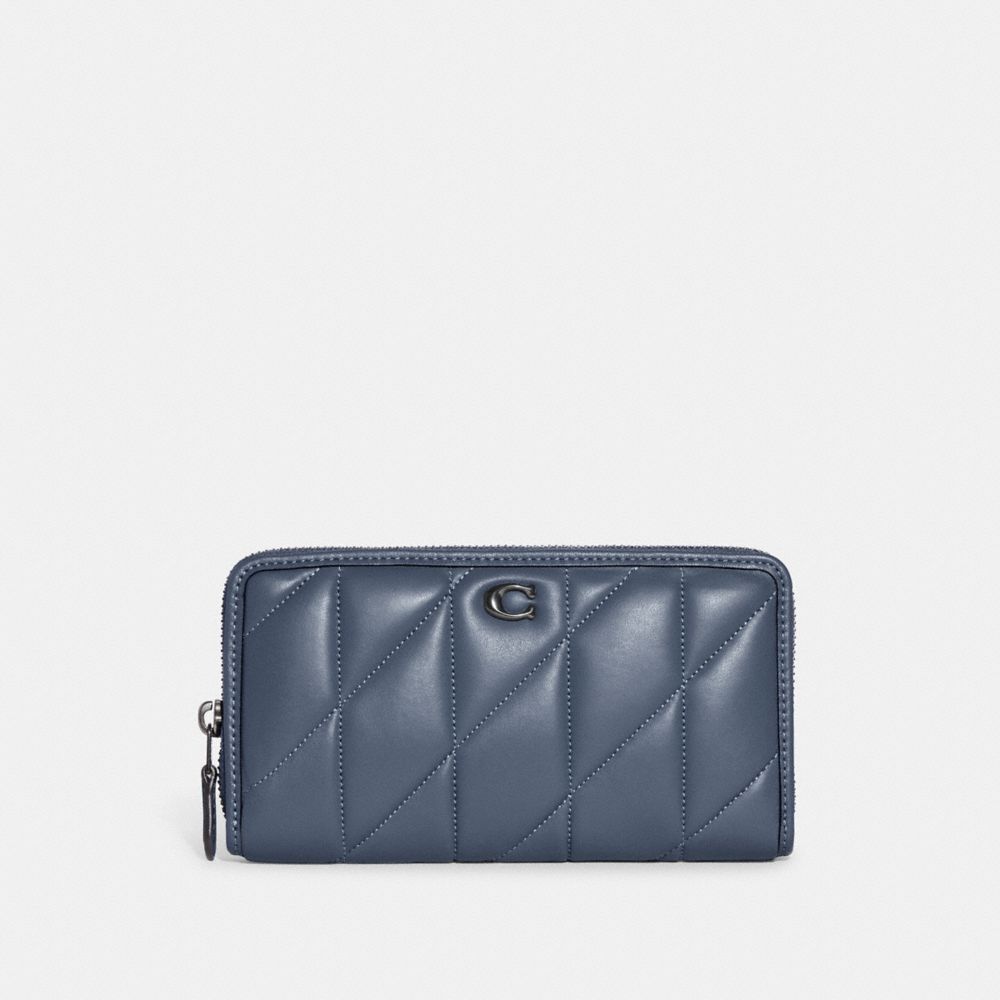 Chanel Stripe Quilted Wallet Black Leather