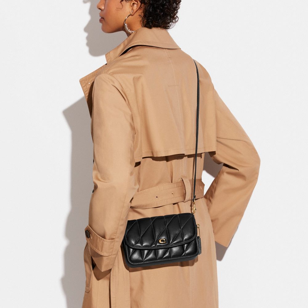 COACH®,Hayden Crossbody Bag With Quilting,Leather,Crossbody,Logo,Metal,Gold Metal,Day Party,,Detail View