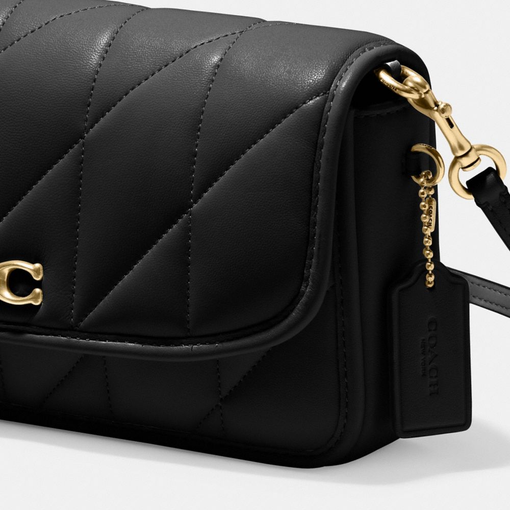 Black Quilted Leather-Look Chain Strap Cross Body Bag