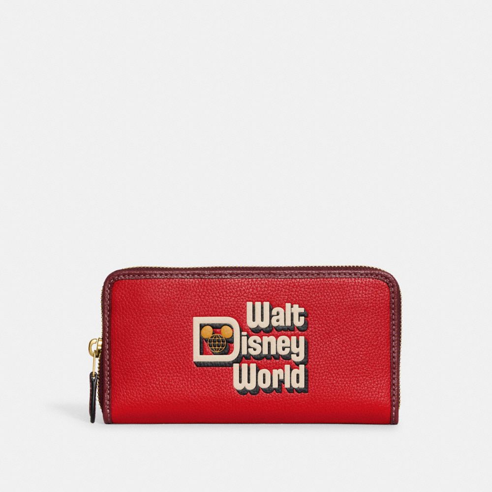 WDW - Coach Walt Disney World Accordion Zip Wallet With Patches (Red)