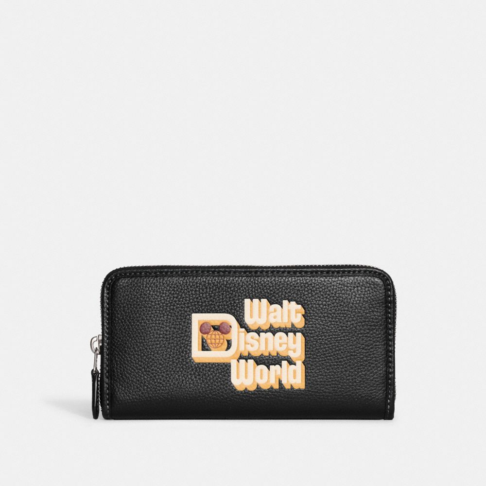 COACH®,Disney X Coach Accordion Zip Wallet With Walt Disney World Motif,,Front View