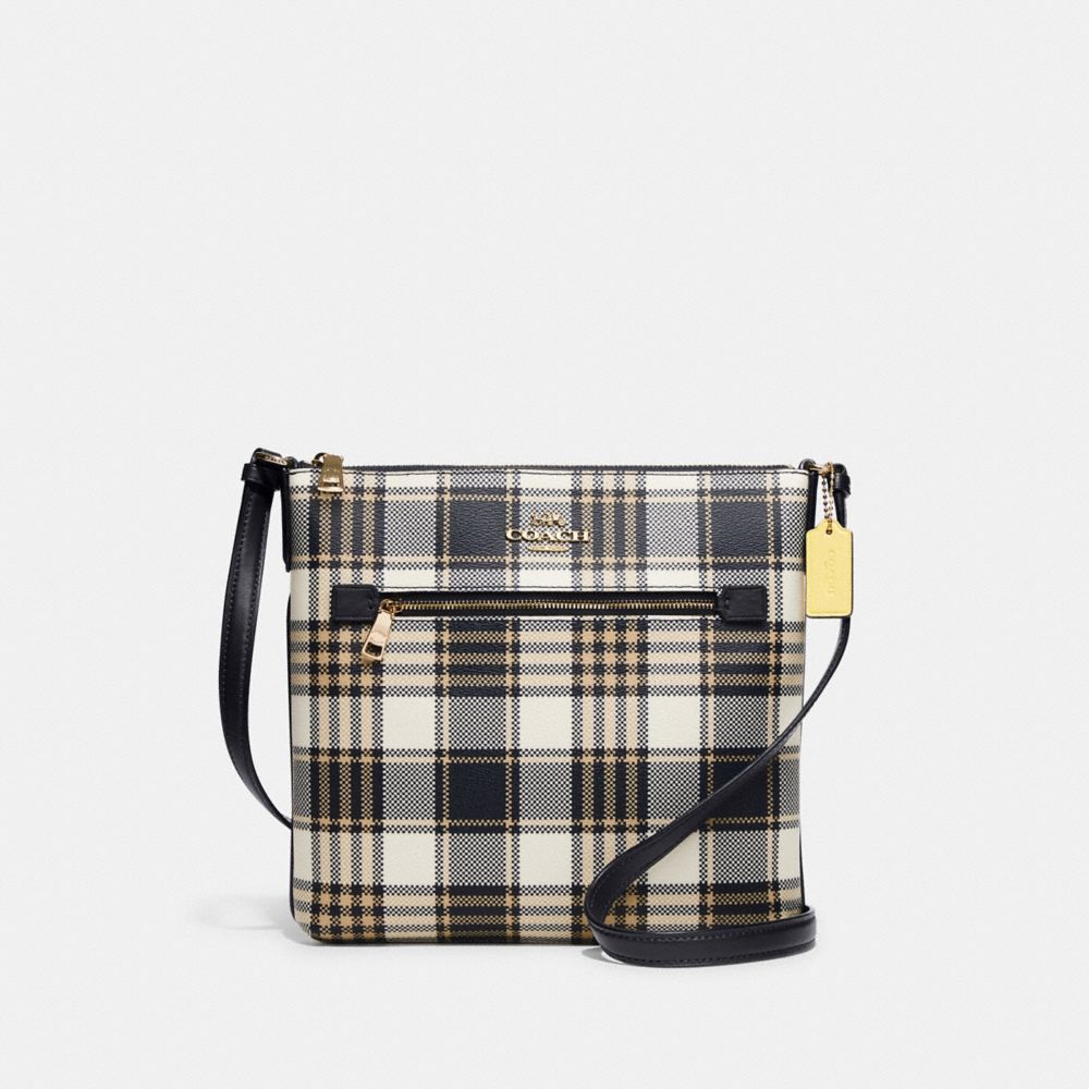 COACH®  Rowan File Bag With Garden Plaid Print