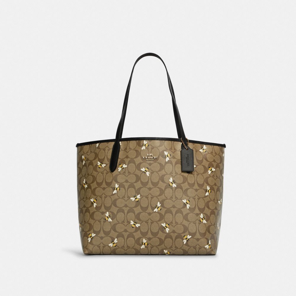 COACH Outlet City Tote Bag In Signature Canvas With Bee Print