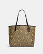 COACH®,CITY TOTE IN SIGNATURE CANVAS WITH BEE PRINT,Coated Canvas/Signature Coated Canvas/Smooth Leather,X-Large,Gold/Khaki Multi,Front View