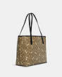 COACH®,CITY TOTE IN SIGNATURE CANVAS WITH BEE PRINT,Coated Canvas/Signature Coated Canvas/Smooth Leather,X-Large,Gold/Khaki Multi,Angle View