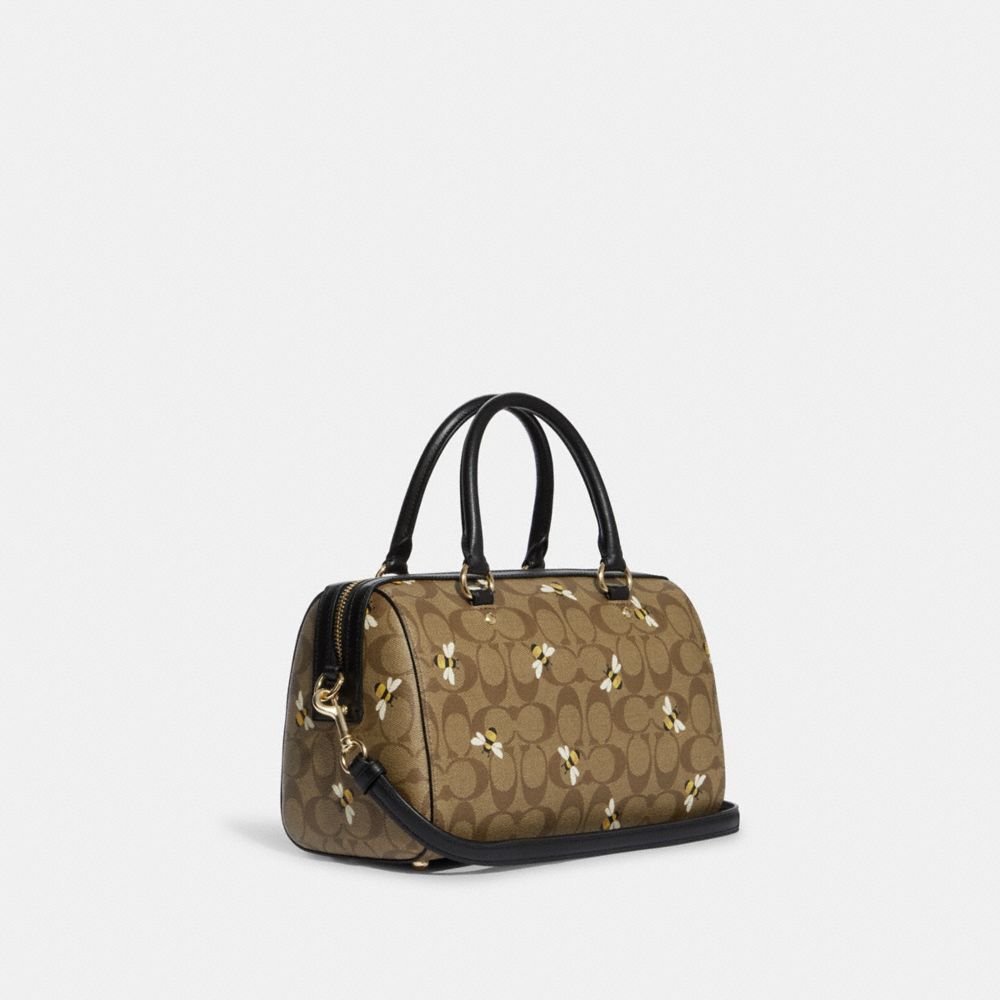 Dark Brown Bee Print Satchel Bag