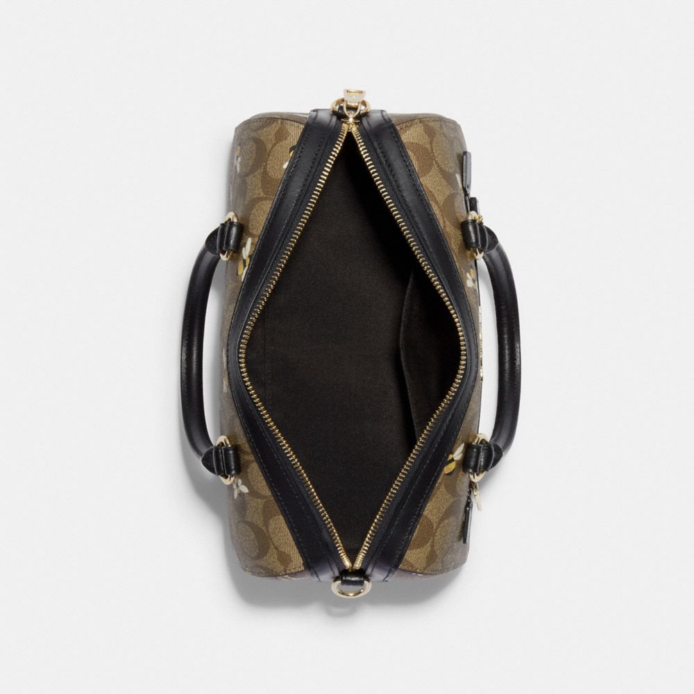 Rowan Satchel Bag In Signature Canvas With Bee Print