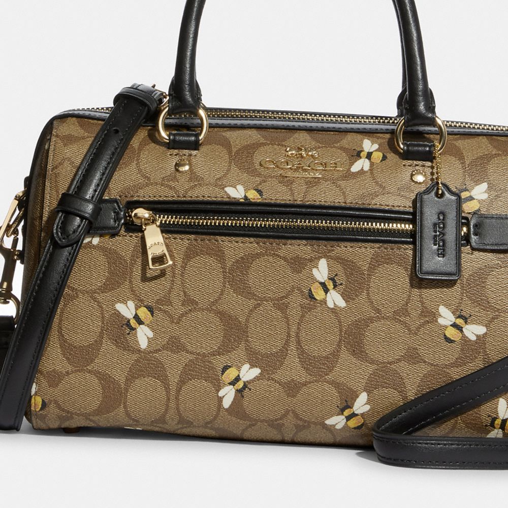 Dark Brown Bee Print Satchel Bag